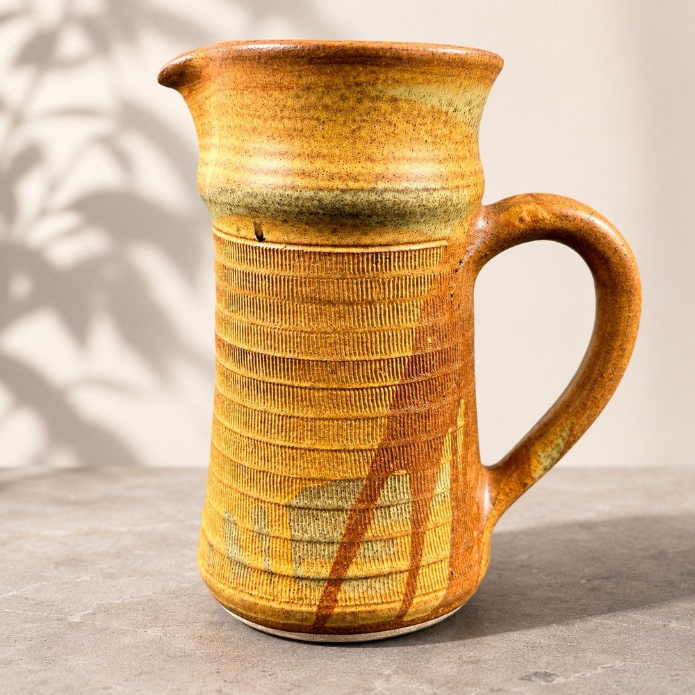 Kenneth Starbird Studio Pottery Stoneware Pitcher Signed Hand Thrown Jug